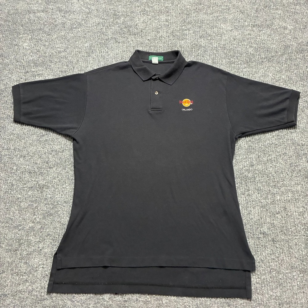 Vintage Hard Rock Cafe Orlando Polo‎ Shirt Mens XL Black Cotton Outer Banks